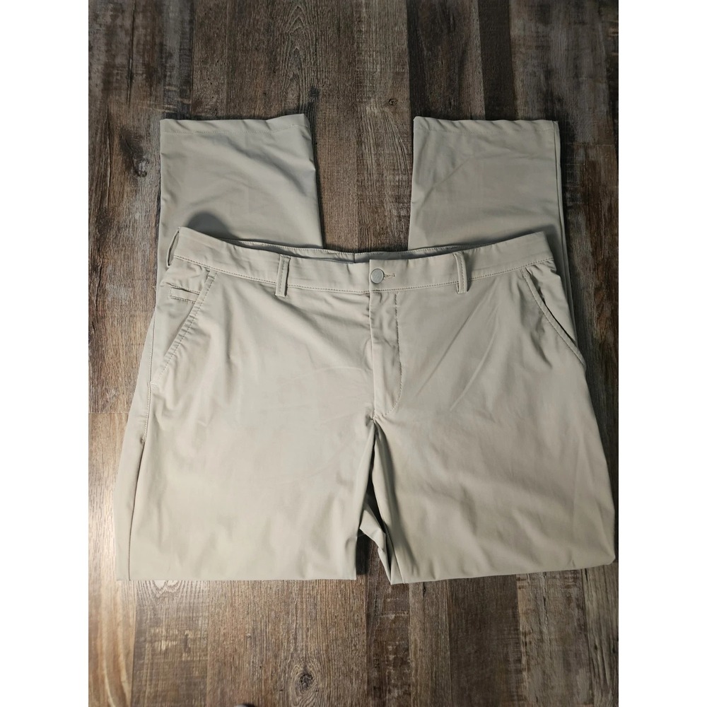 BALLIN Mens Chino Pants Flat Front Performance Golf Outdoor Size 40 Tan Stretch